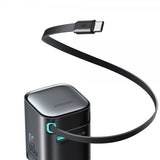 Joyroom 65W seinälaturi sisäänrakennetulla USB-C-kaapelilla ja USB-A/USB-C-liitännällä Musta