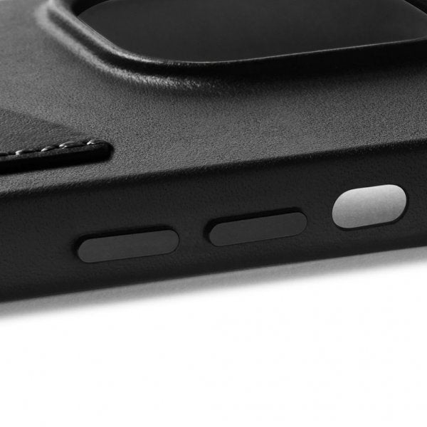 Mujjo iPhone 15 Plus Suojakuori Täysnahkainen Lompakkokotelo Musta