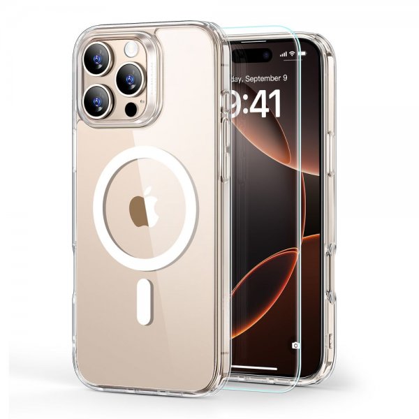 ESR iPhone 16 Pro -kuori ja -näytönsuoja Classic Hybrid MagSafe Set Läpinäkyvä