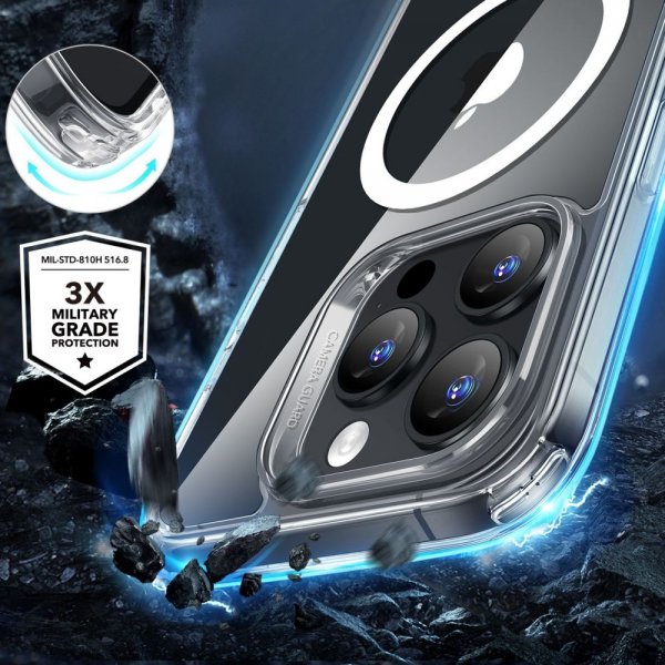 ESR iPhone 16 Pro Max -suojakuori ja -näytönsuoja Classic Hybrid MagSafe Set läpinäkyvä