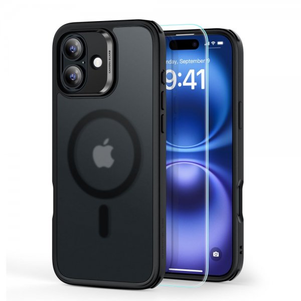 ESR iPhone 16 -suojakuori ja -näytönsuoja Classic Hybrid MagSafe Set himmeä musta