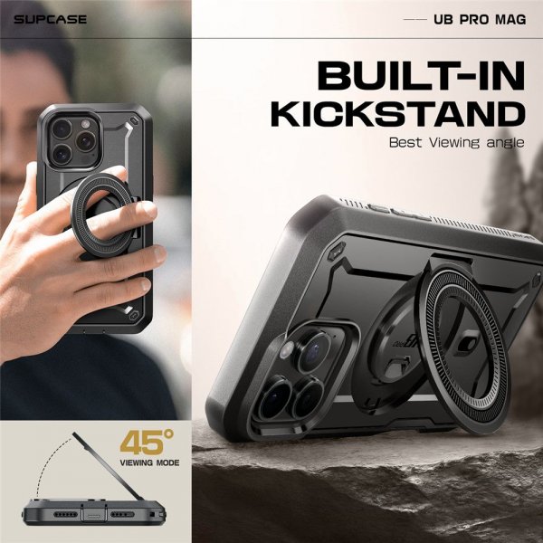 Supcase iPhone 16 Pro Max -suojakuori UB Pro MagSafe Musta
