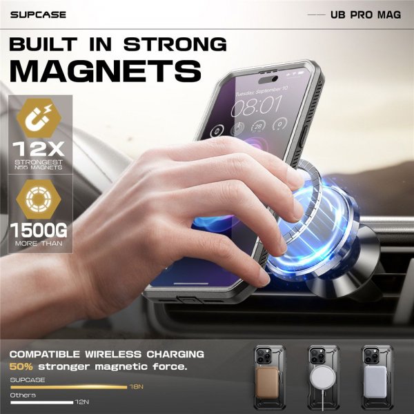Supcase iPhone 16 Pro Max -suojakuori UB Pro MagSafe Musta