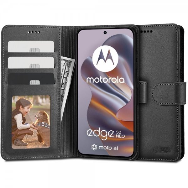Tech-Protect Motorola Edge 50 Neo Lompakkokotelo Musta