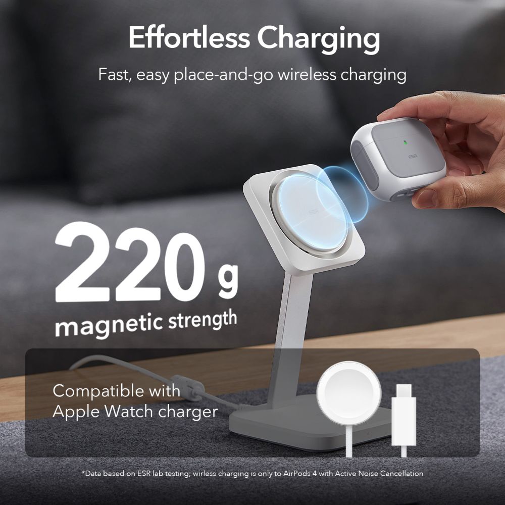 ESR AirPods 4/5 Kuori Orbit HaloLock Valkoinen