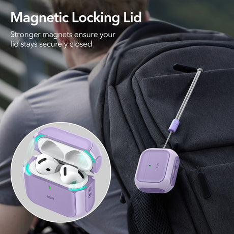 ESR AirPods 4/5 Kuori Orbit HaloLock Violetti