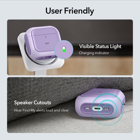ESR AirPods 4/5 Kuori Orbit HaloLock Violetti