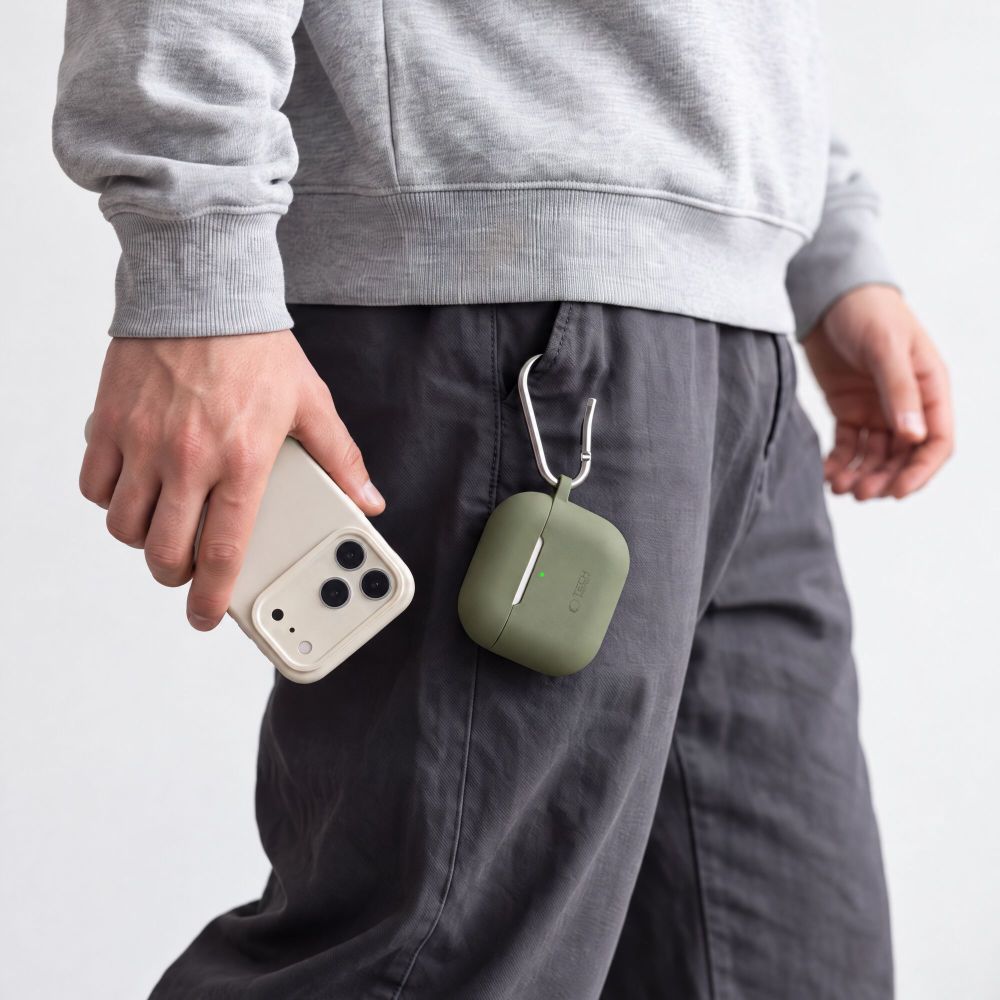 Tech-Protect AirPods 4 Kuori Silicone Hook Vihreä