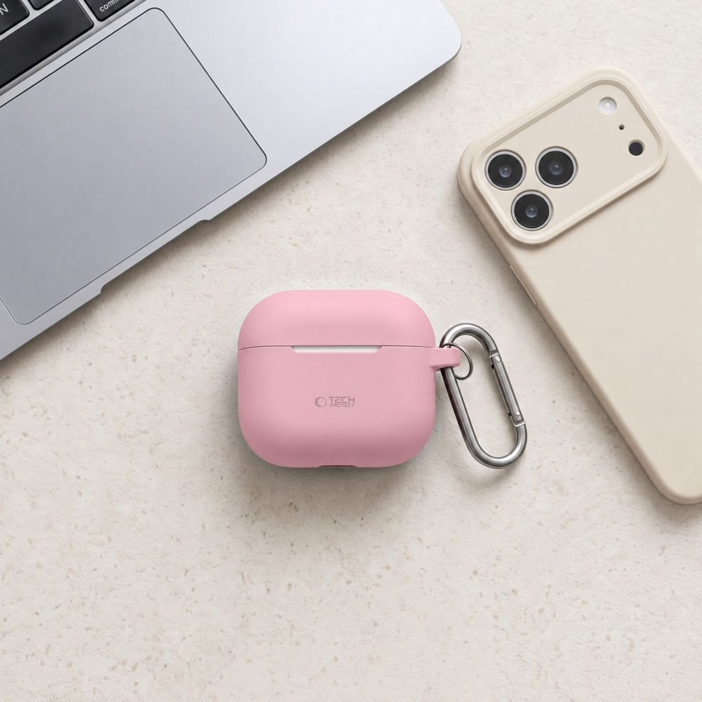 Tech-Protect AirPods 4 Kuori Silicone Hook Vaaleanpunainen