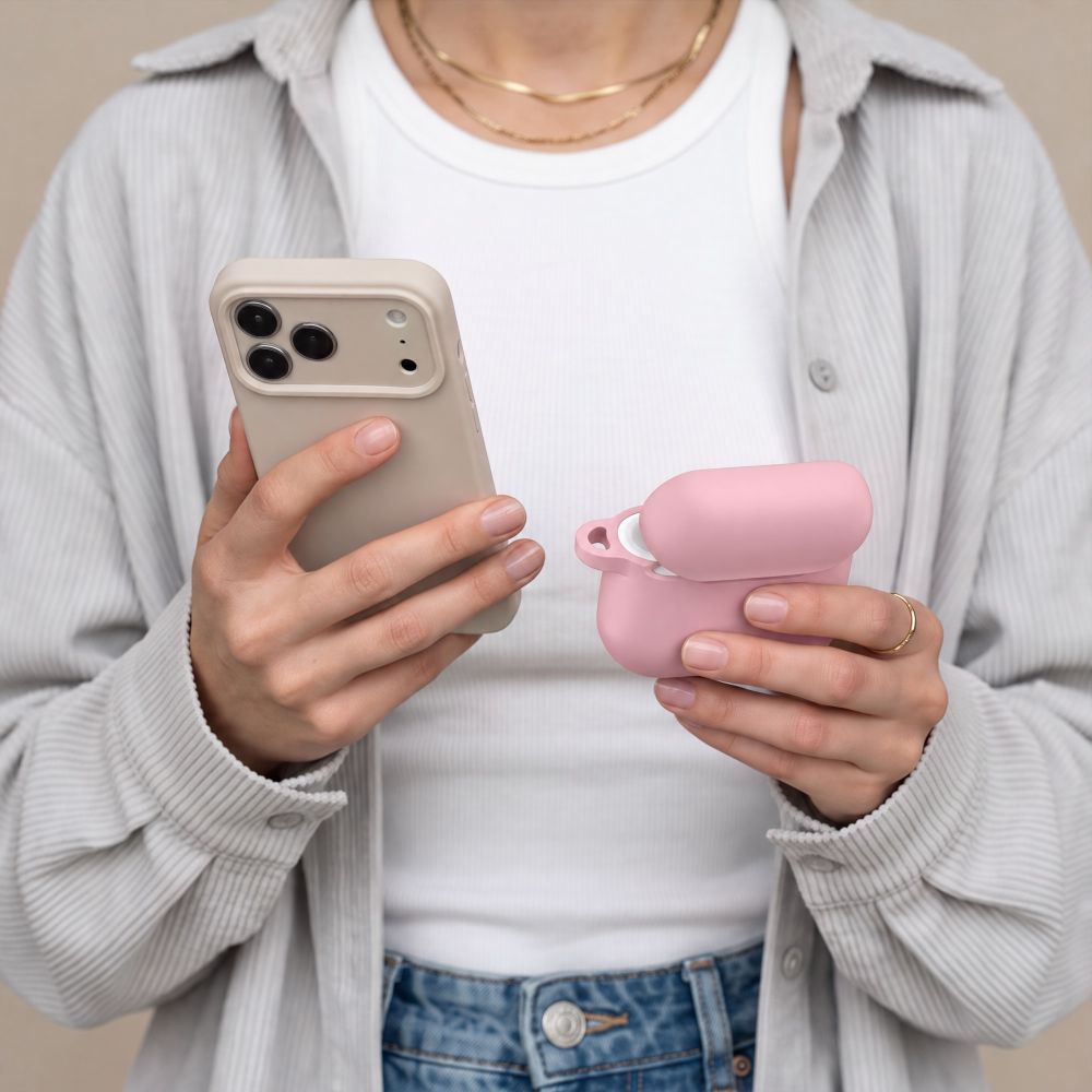 Tech-Protect AirPods 4 Kuori Silicone Hook Vaaleanpunainen