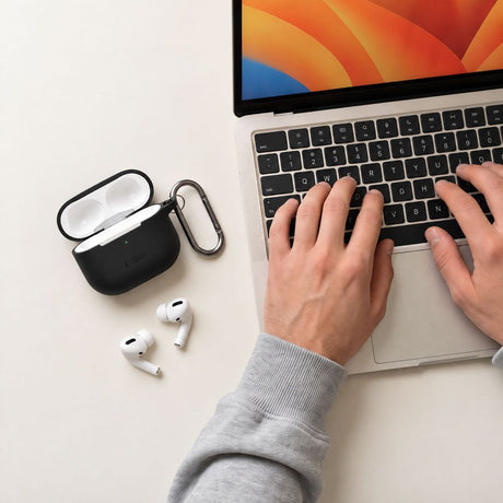 Tech-Protect AirPods 4 Kuori Silicone Hook Musta