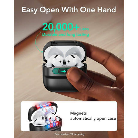 ESR AirPods 4/5 Kuori Pulse FlickLock HaloLock Musta