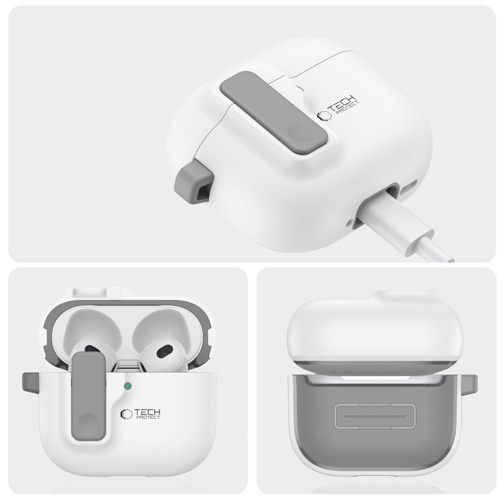 Tech-Protect AirPods 4 Kuori Slim Hook Valkoinen