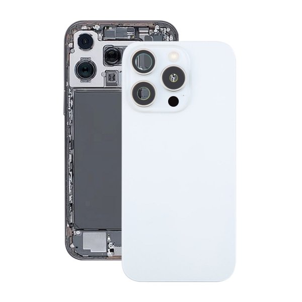 iPhone 16 Pro Max Takaosa Lasi Täydellinen OEM - Valkoinen Titaani