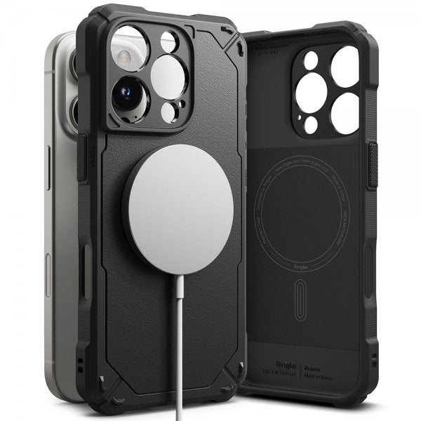 Ringke iPhone 16 Pro -kuori Rugged Gear Magnetic Musta