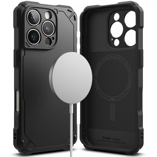 Ringke iPhone 16 Pro -kuori Rugged Gear Magnetic Musta