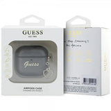 Guess AirPods 4 Metallic Script Charm -suojakuori, musta