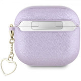 Guess AirPods 4 Kotelo Metallic Script Charm Lila