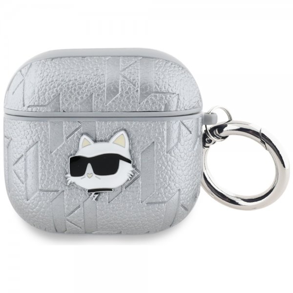 Karl Lagerfeld AirPods 4 -kuori Monogram Choupette Silver