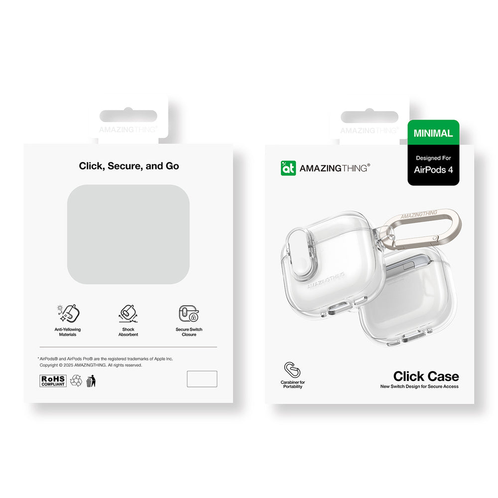 Amazingthing AirPods 4/5 Kuori Minimal Click Kirkas