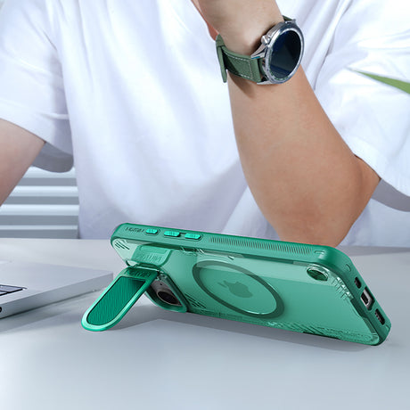 Nillkin iPhone 16e/iPhone 17e Kuori Iceblade Prop MagSafe Vihreä