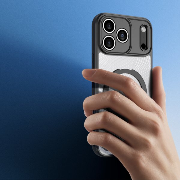 Dux Ducis iPhone 17 Pro Max kuori Aimo Series MagSafe Kickstand Musta