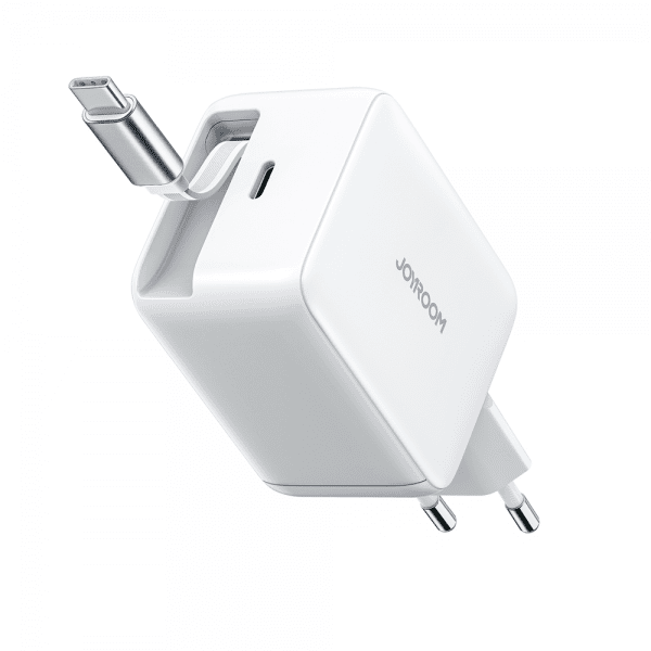 Joyroom 67W Seinälaturi sisäänrakennetulla USB-C kaapelilla & USB-C liitännällä Valkoinen