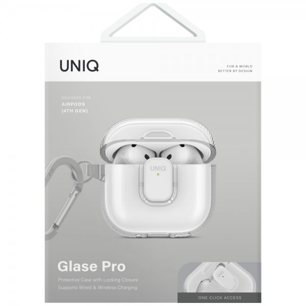 UNIQ AirPods 4 Suojakuori Glase Pro Läpinäkyvä
