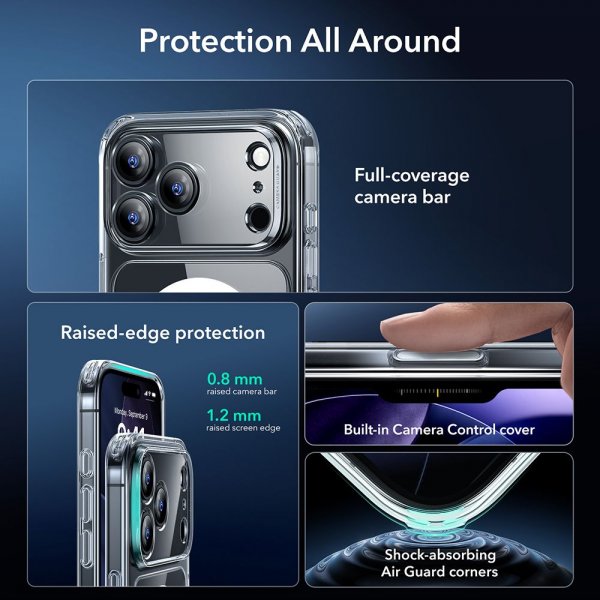 ESR iPhone 17 Pro Max -kuori ja näytönsuoja Classic Hybrid MagSafe Set Transparent
