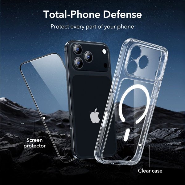 ESR iPhone 17 Pro Max -kuori ja näytönsuoja Classic Hybrid MagSafe Set Transparent