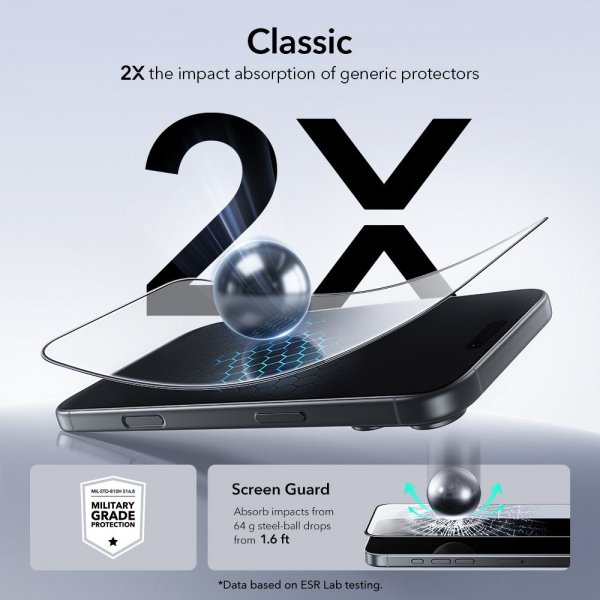 ESR iPhone 17 Pro Max UltraFit -näytönsuoja, 2 kpl