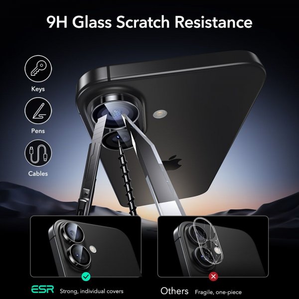 ESR iPhone 16/iPhone 16 Plus/iPhone 17 Kameran suoja Armorite Musta