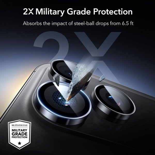 ESR iPhone 14/15/16/17 Pro & Pro Max Kameran suoja Armorite Musta