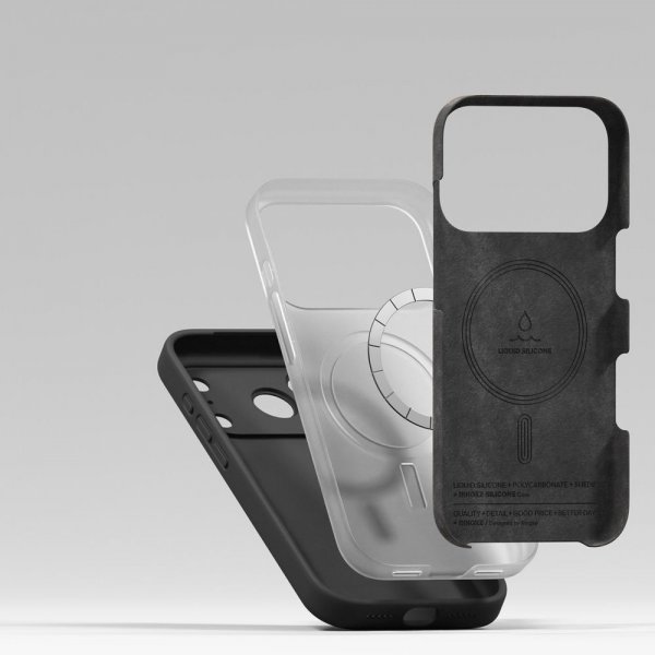 Ringke iPhone 17 Pro Max kuori silikoni magneettinen musta