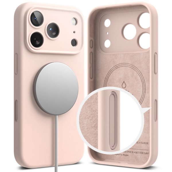 Ringke iPhone 17 Pro Max -kuori silikoni magneettinen hiekanvärinen