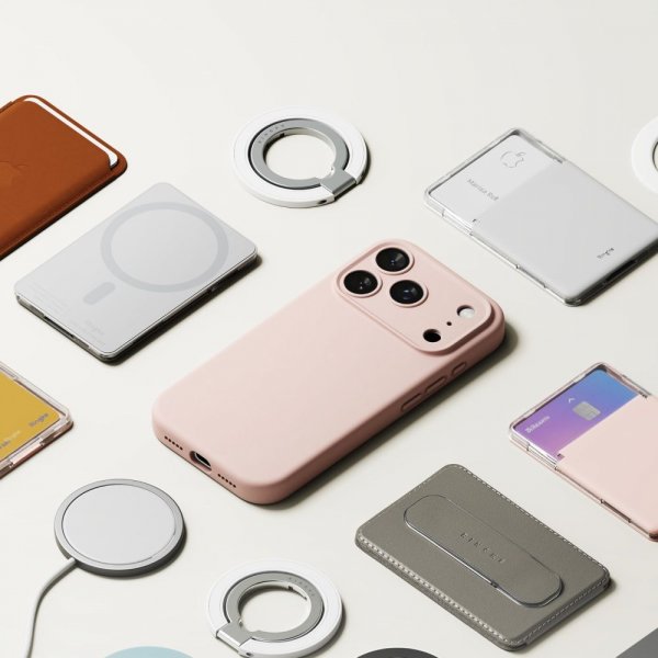 Ringke iPhone 17 Pro Silikonikuori Magneettinen Hiekanroosa