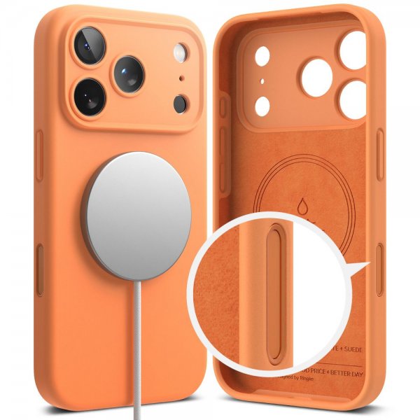 Ringke iPhone 17 Pro Silikonikuori Magneettinen Tangerine