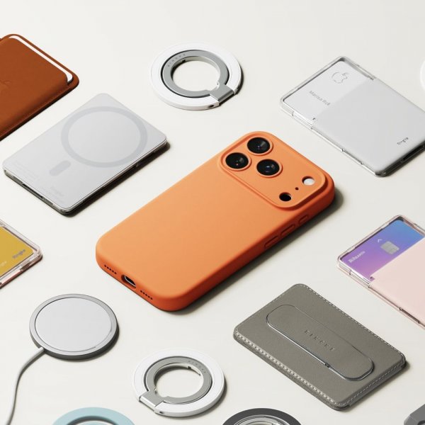 Ringke iPhone 17 Pro Silikonikuori Magneettinen Tangerine
