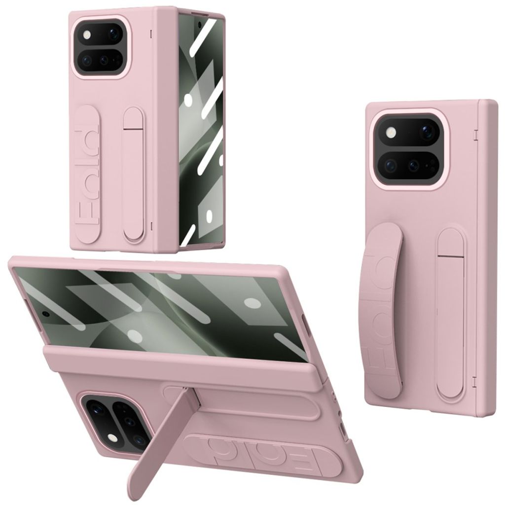 Google Pixel 11 Pro Fold Kuori Jalustalla & Kädensijailla Vaaleanpunainen