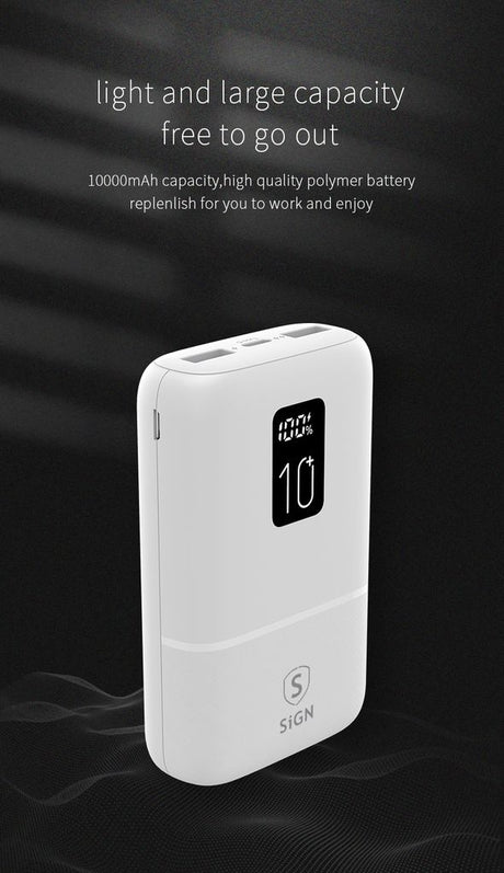 SiGN Mini Powerbank med Display 10 000mAh Valkoinen