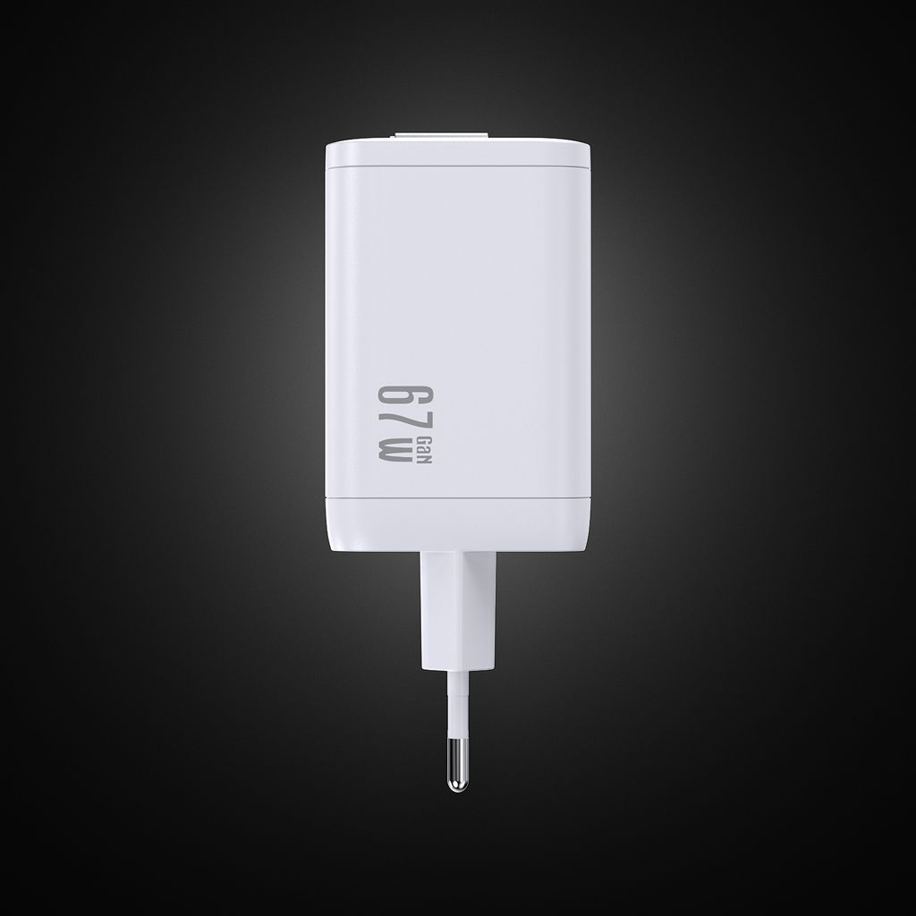 SiGN 65W Snabbladdare GaN med utdragbar USB-C kabel Valkoinen