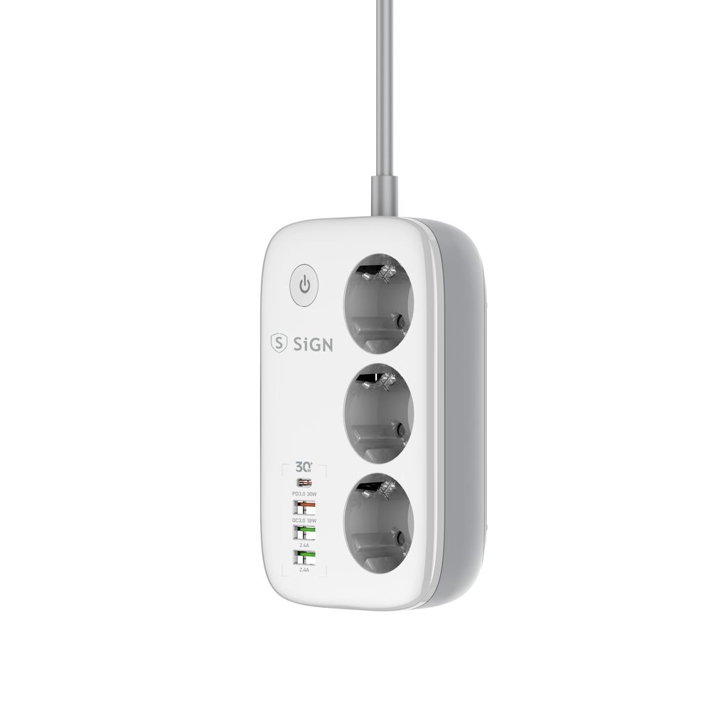 SiGN Smart WiFi 3-tie Jatkorasitimet 30W USB-A/USB-C 1,5m
