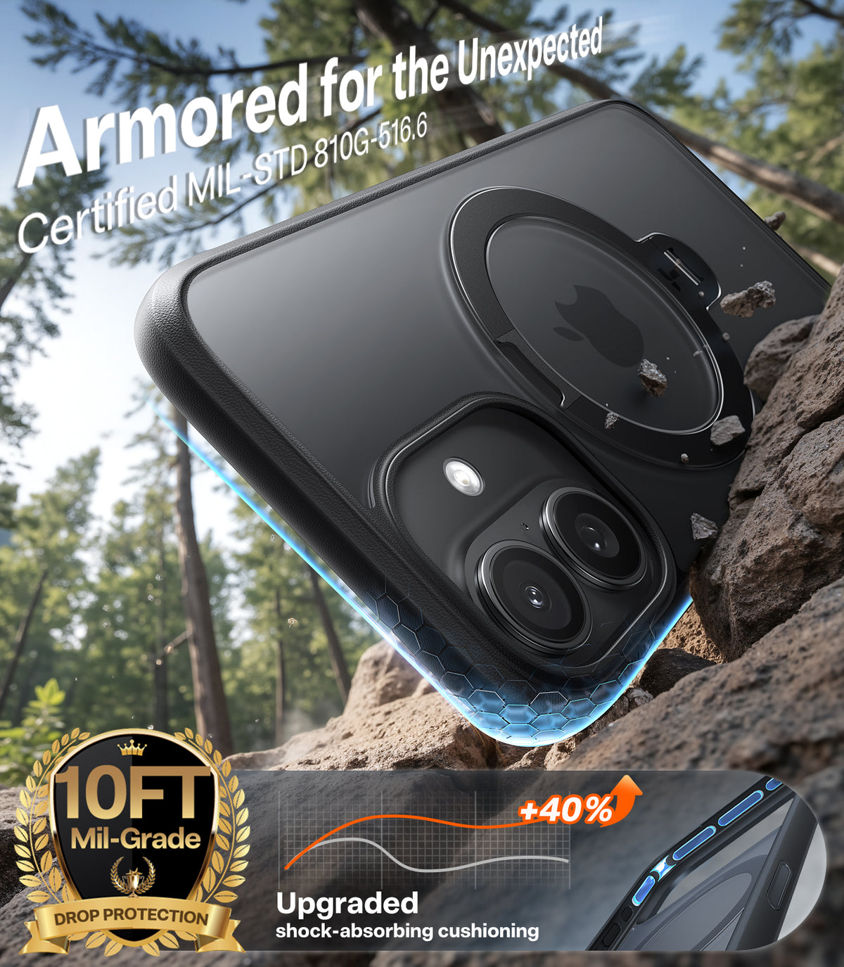 Torras iPhone 17 Kuori Ostand Q3 Spin Obsidian Black