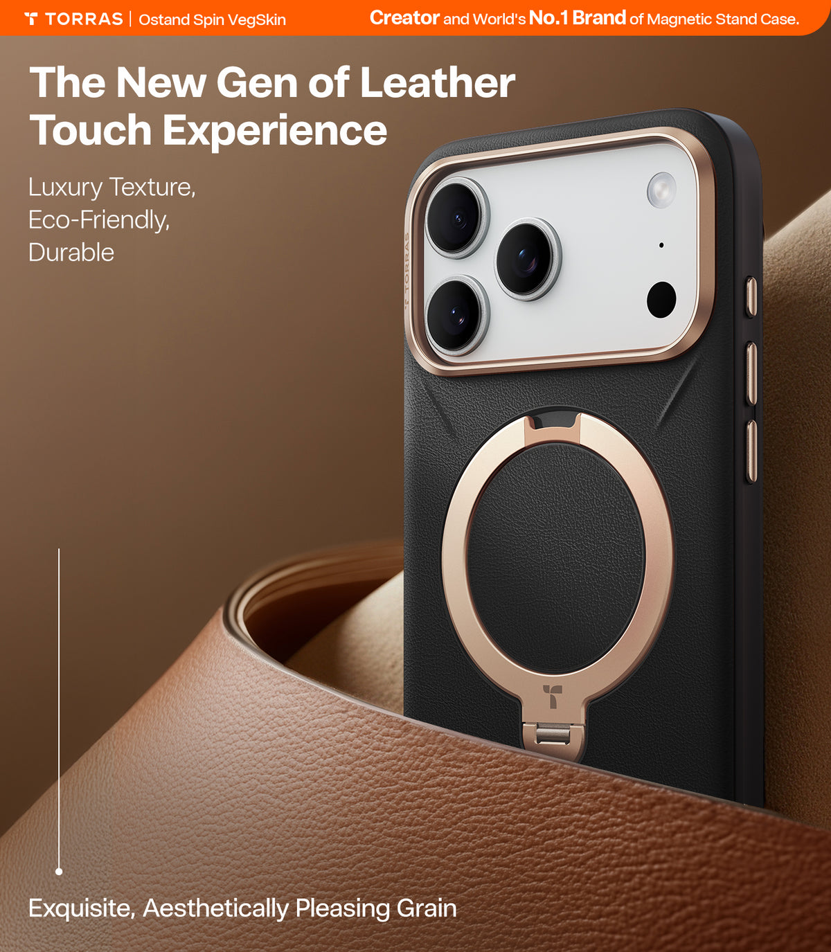 Torras iPhone 17 Pro Kuori Ostand Q3 Vegskin Obsidianmusta