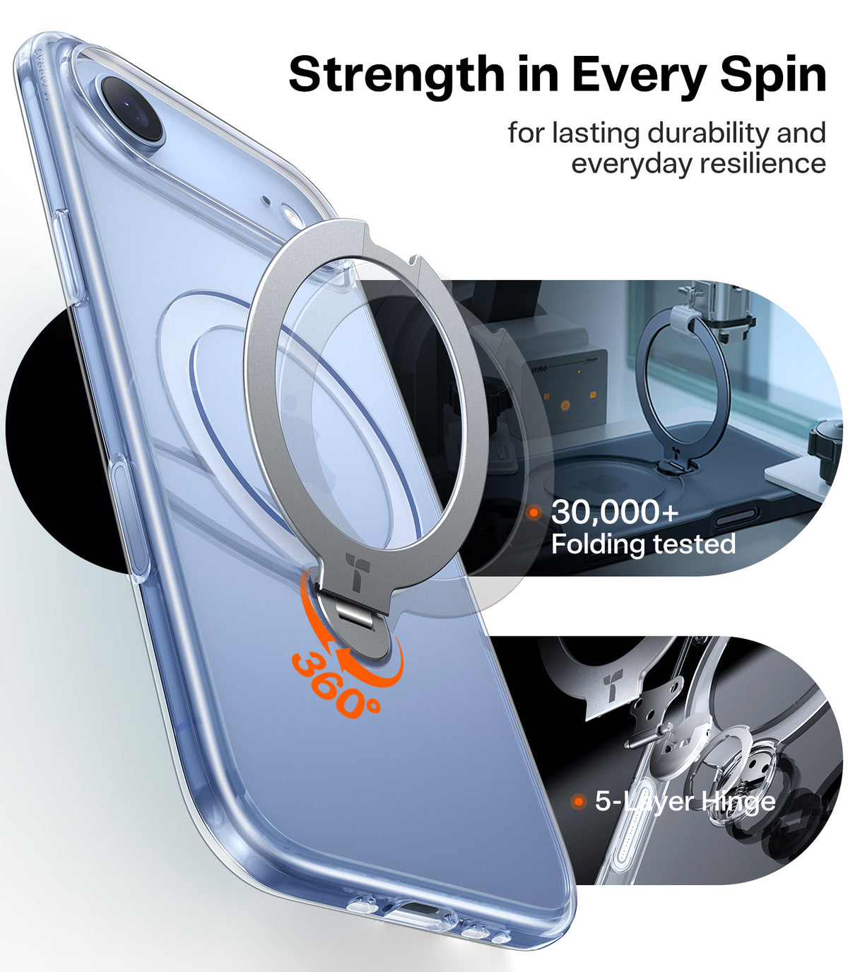 Torras iPhone Air Kuori Ostand Q3 Spin Kirkas