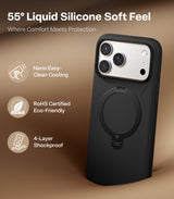Torras iPhone 17 Pro Kuori Ostand Q3 Silicone Obsidian Black
