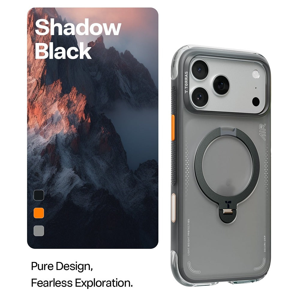 Torras iPhone 17 Pro Max Kuori Ostand Q3 Air Shadow Black