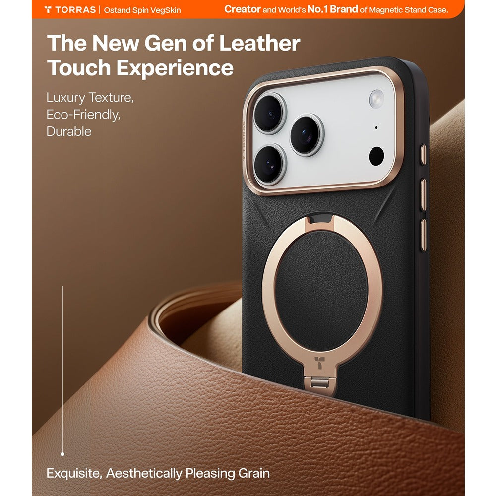 Torras iPhone 17 Pro Max Kuori Ostand Q3 Vegskin Obsidian Black