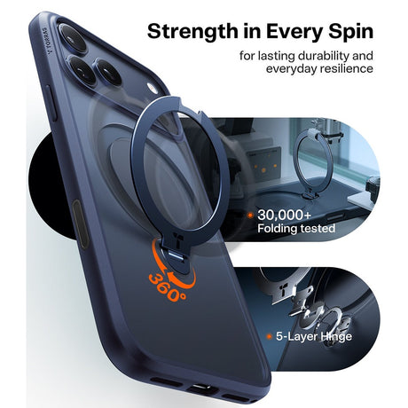 Torras iPhone 17 Pro Kuori Ostand Q3 Spin Syvänsininen