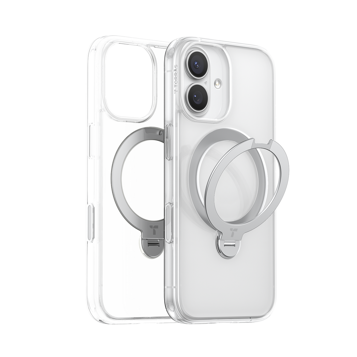 Torras iPhone 17 Kuori Ostand Q3 Spin Kirkas